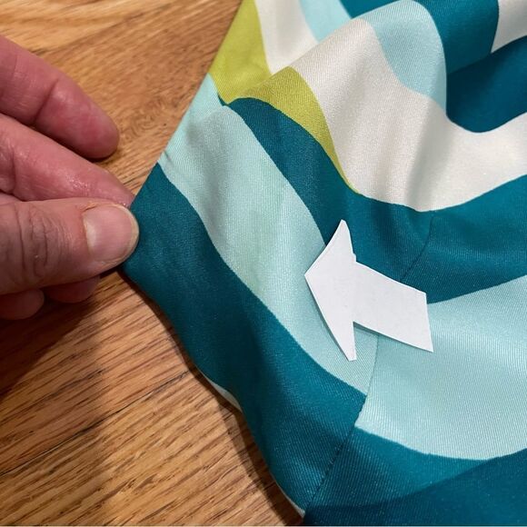 Ann Taylor Silk Aqua Pattern Halter Dress Size 8 - Picture 8 of 13